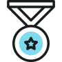 Icône représentant une médaille, symbolisant un taux de satisfaction client élevé pour un cabinet de conseil en santé et sécurité au travail.