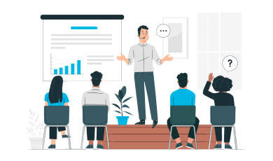 Illustration d’un manager en formation, représentant l’optimisation du leadership pour renforcer la santé et sécurité au travail.