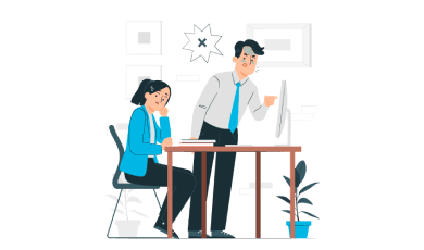 Illustration de collaborateurs gérant un conflit, symbolisant la gestion des conflits pour maintenir un climat de santé et sécurité au travail.